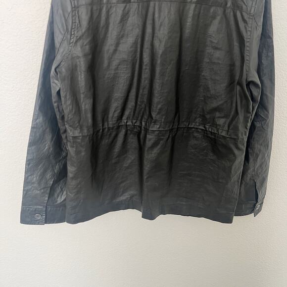 [WRK] Work.Rest.Karma Dark Brown Coated Linen Cargo Bush Coat Jacket Sz Medium M - Picture 6 of 12